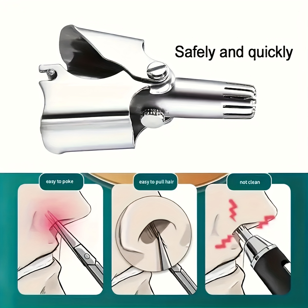 LISI Washable Portable Manual Nose Hair Trimmer - Precision Trimming, Stainless Steel Blades, Waterproof, Easy to Use, Safe and Gentle, Includes Cleaning Brush - Compact and Travel-Friendly Grooming Tool for Men and Women