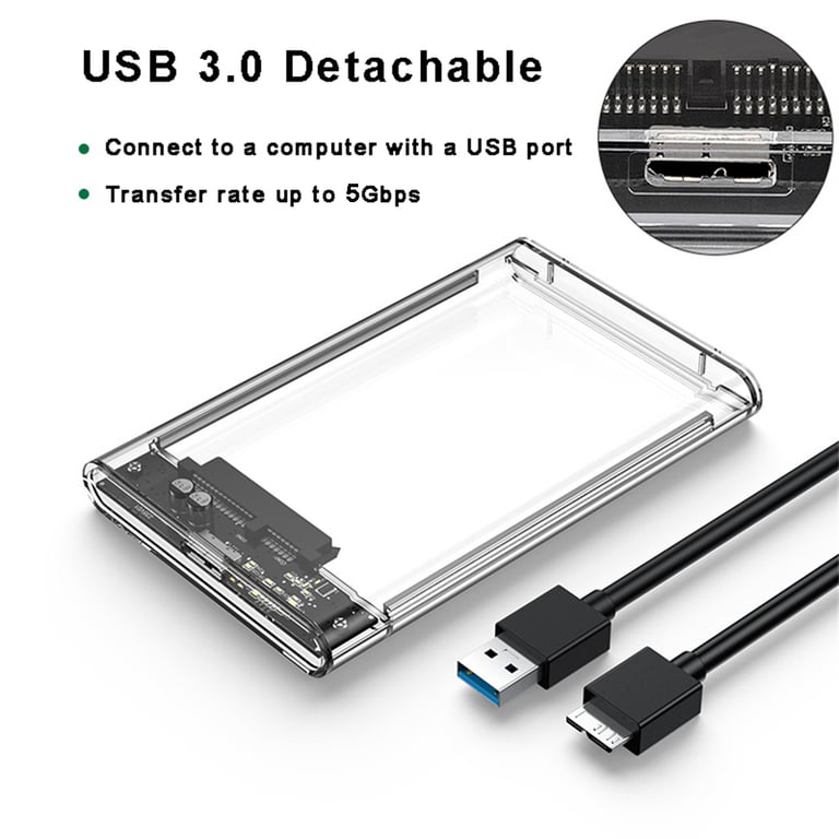 USB 3.0 HDD Enclosure for 2.5-inch SATA SSDs with 5Gbps Transfer Speeds, Mobile External Housing, Durable Hard Disk Case, Easy Installation - Compact and Lightweight SSD Storage Solution for Quick Data Transfer and Optimal Performance