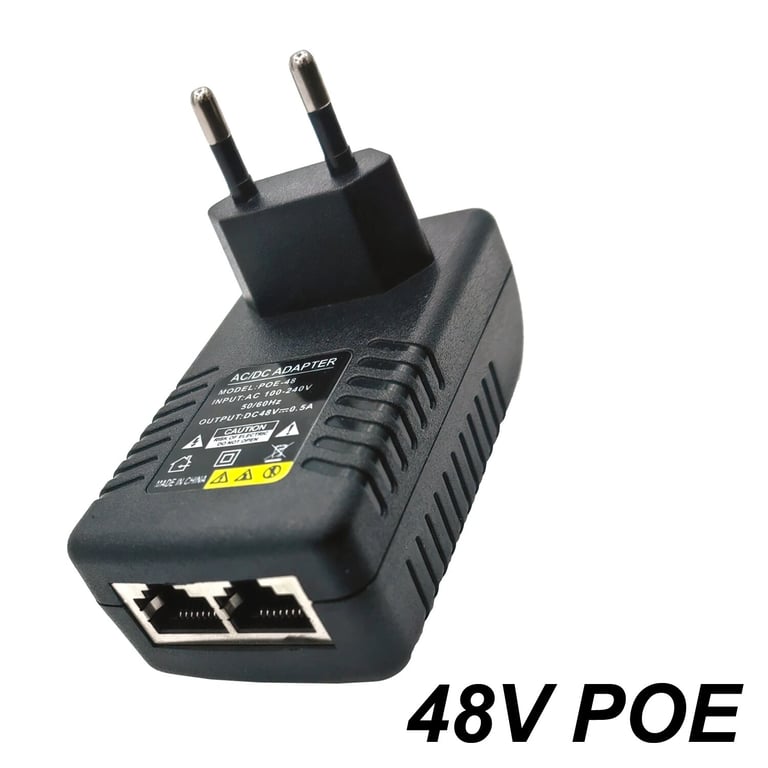 Highly Efficient 48V 0.5A POE Power Supply Adapter for CCTV Security Surveillance with Universal Plug Compatibility, POE Injector Support, Durable Construction, and Easy Installation - Ideal for IP Cameras, POE Switches, NVRs, and Routers