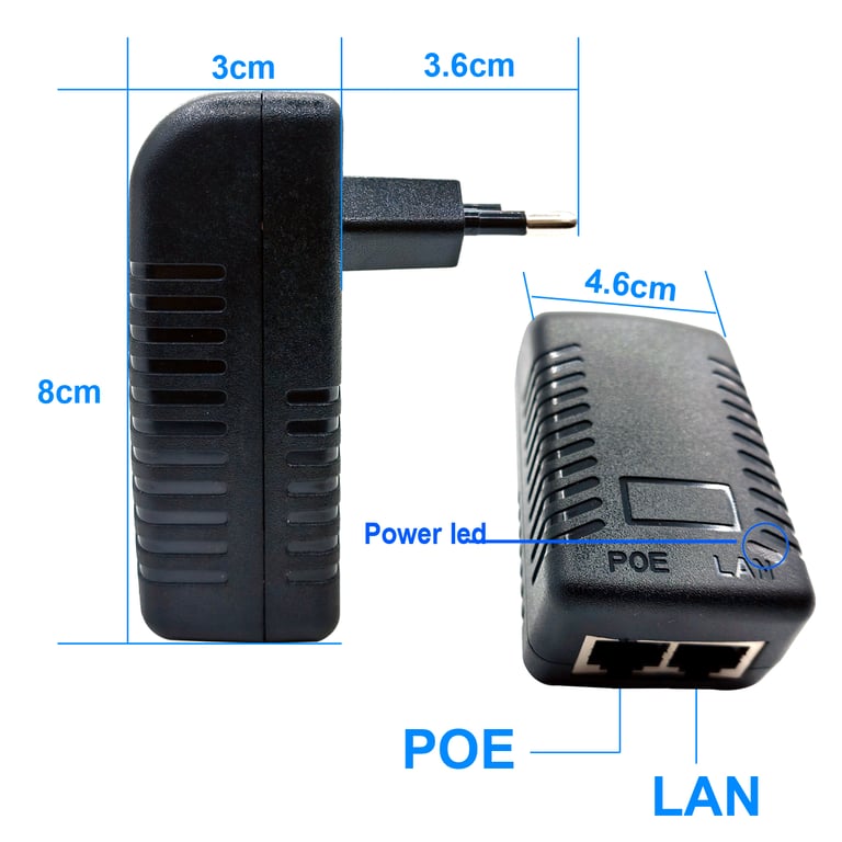 Highly Efficient 48V 0.5A POE Power Supply Adapter for CCTV Security Surveillance with Universal Plug Compatibility, POE Injector Support, Durable Construction, and Easy Installation - Ideal for IP Cameras, POE Switches, NVRs, and Routers