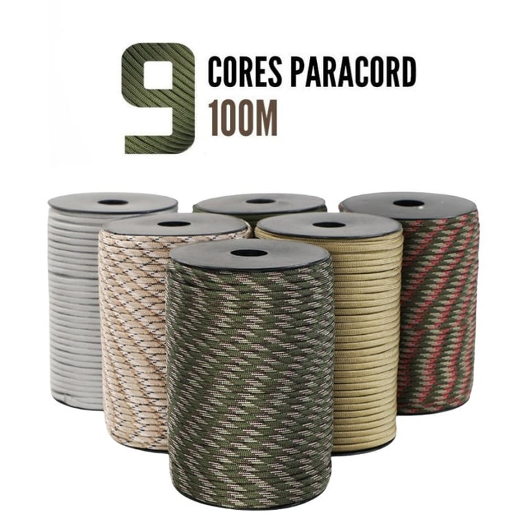 Ultimate Survival Paracord Rope - 9-Core Strands, 4mm Thickness, Military Standard Construction, 100M Tensile Strength - Ideal for Camping, Hiking, Fishing - Multi-functional Design for Shelter Building, Gear Repair, and Emergency Situations - Includes Lanyard Strap for Convenient Carry and Quick Access