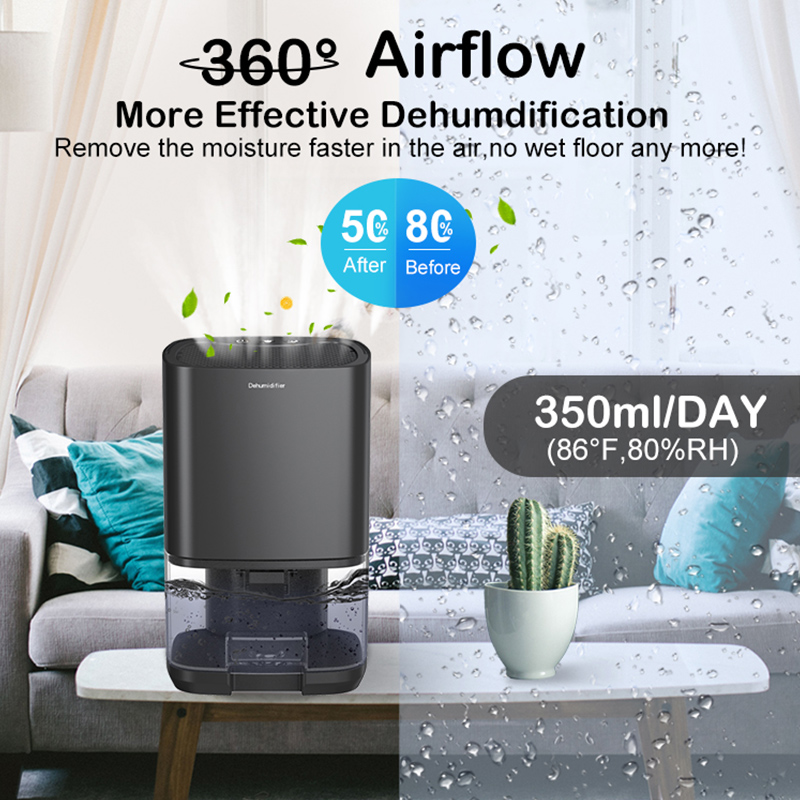 Ultra-Quiet Portable Air Dehumidifier with Efficient Moisture Absorption and Deodorizing Function - Compact Design for Home, Bedroom, Office, Kitchen - EU/US Plug Options for Ideal Humidity Levels and Air Quality Improvement