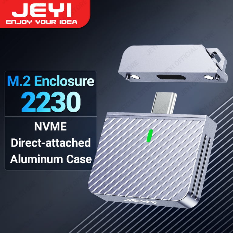 JEYI 2230 M.2 NVMe Enclosure USB 3.2 10Gbps with Magnet Protective Case - High-Speed Connectivity, Durable Aluminum Construction, Compact & Portable, Easy Installation - Ideal for Professionals and Students on the Go