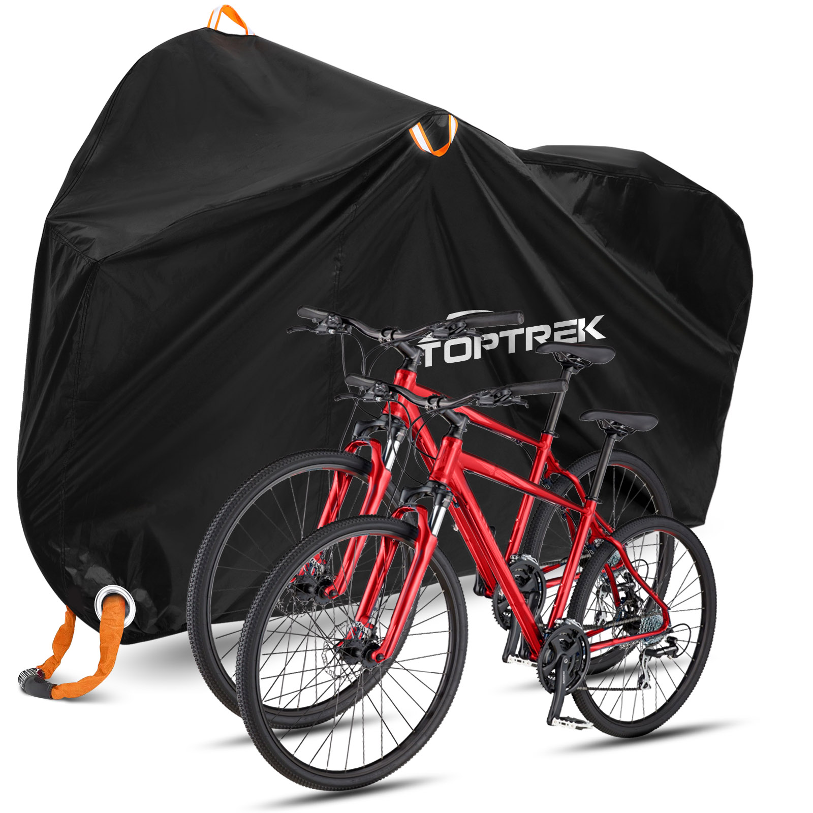 Toptrek Double Bike Cover with Durable 210D Oxford Material, Waterproof Anti-UV Coating, Secure Fit & Easy Installation - Fits 2 Bicycles, Full Coverage, Versatile & Portable for Mountain, Road, Electric Bikes - Protect Against Rain, Snow, Dust, Scratches - Includes Storage Bag