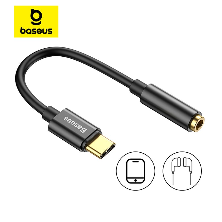 Baseus Type C to 3.5mm Earphone Jack AUX USB C Cable for Huawei P20, Xiaomi Mi 10 - High-Quality Audio Transmission, Wide Compatibility, Durable & Reliable, Compact & Portable Design - Easy to Use Audio Adapter for Clear Sound Without Interference