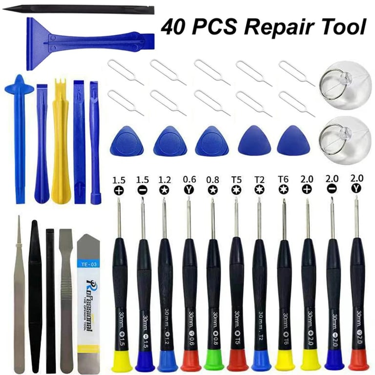 Professional 40-Piece Mobile Phone Repair Tool Set with High-Quality Materials, Skid-Proof Design, and Compact Portability - Ideal for iPhone Disassembly and Repair - Screwdrivers, Pry Tools, Multi-Function Kit for Screen and Battery Replacement - Sturdy, Reliable, and Versatile
