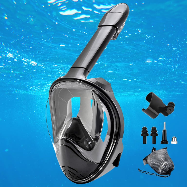 Detachable Camera Mount Full Face Snorkel Mask with Wide View Anti-Fog Lens, Anti-Leak Design, Comfortable Fit for Adults and Youth - Durable Construction for Snorkeling, Swimming, Diving Adventures