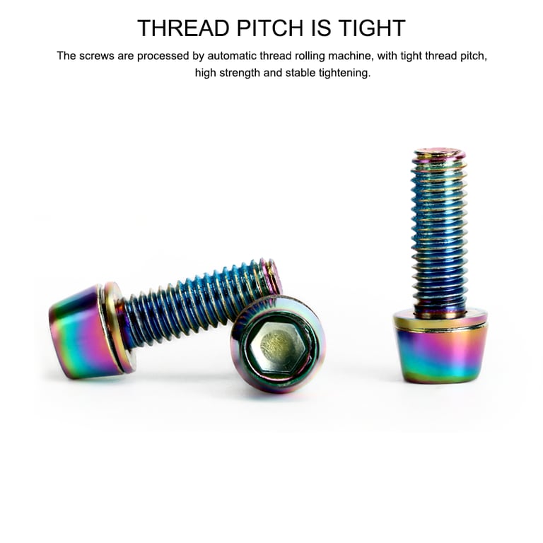 Set of 6 Premium Titanium-Plated Stainless Steel M6*18MM Bicycle Disc Brake Caliper Bolt Clamp Fixed Screws with Vibrant Colorful Finish - Durable, Corrosion-Resistant, Easy Installation for MTB Mountain Bikes - Rust and Scratch Protection, Stylish Upgrade and Spare Parts