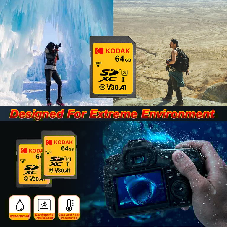 Kodak Original 4K UHS-1 U3 V30 A1 Class10 SD Card 256GB - High-Speed Performance, Large Storage Capacity, Reliable & Durable Memory Card for DSLR Cameras, Camcorders, Laptops - Ultra HD Video Support