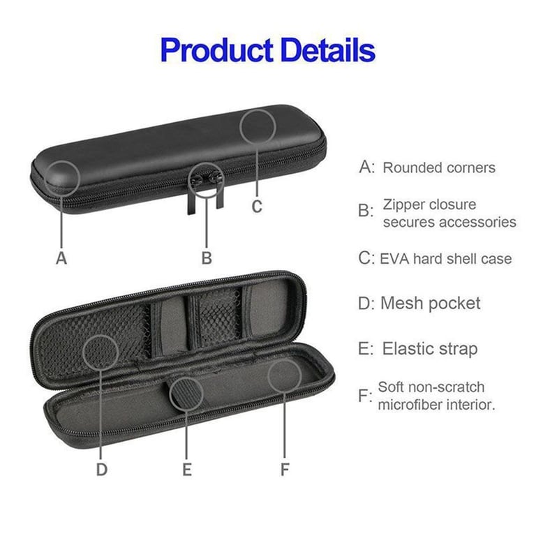 Black EVA Hard Shell Stylus and Pencil Case with Zipper Closure - Compact and Protective Storage Box for Pens, Pencils, and More - Ideal for Business, Students, Artists - Sleek and Durable Design