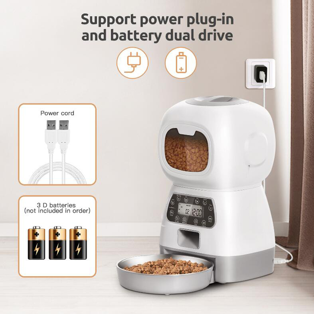 Smart WiFi Connected 3.5L Automatic Pet Feeder with Swirl Slow Feeding Design, Voice Recorder, Large Capacity, Timing, and Dispensing for Cats and Dogs - Remote Control via Smartphone App, Prevents Rapid Eating, Custom Message Recording, Healthy Eating Habits, 4 Meals a Day, Customizable Portions