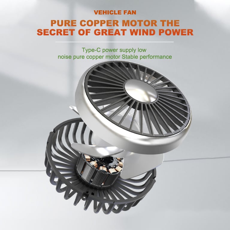 SEAMETAL Dual Head Cooling Air Fan for Car Rear Passengers with 3-Speed Adjustable, 360 Degree Rotation, Independent Switch, and Easy Installation - Powerful USB Fans for Customized Comfort and Optimal Air Circulation