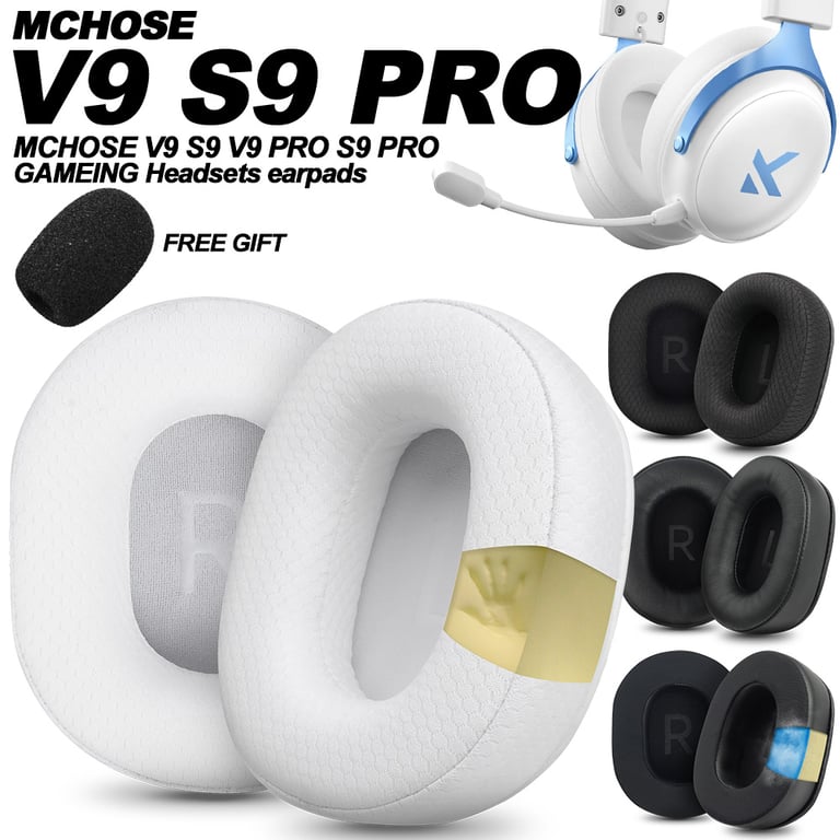 Premium Memory Foam Protein Leather Ear Pads for MCHOSE V9 S9 PRO X9 Headphones - Ultimate Comfort, Noise Isolation, and Sound Quality Enhancement - Easy Installation and Maintenance - Durable, Soft, and Long-Lasting Materials - Perfect Fit and Compatibility - Ideal for Long Listening Sessions