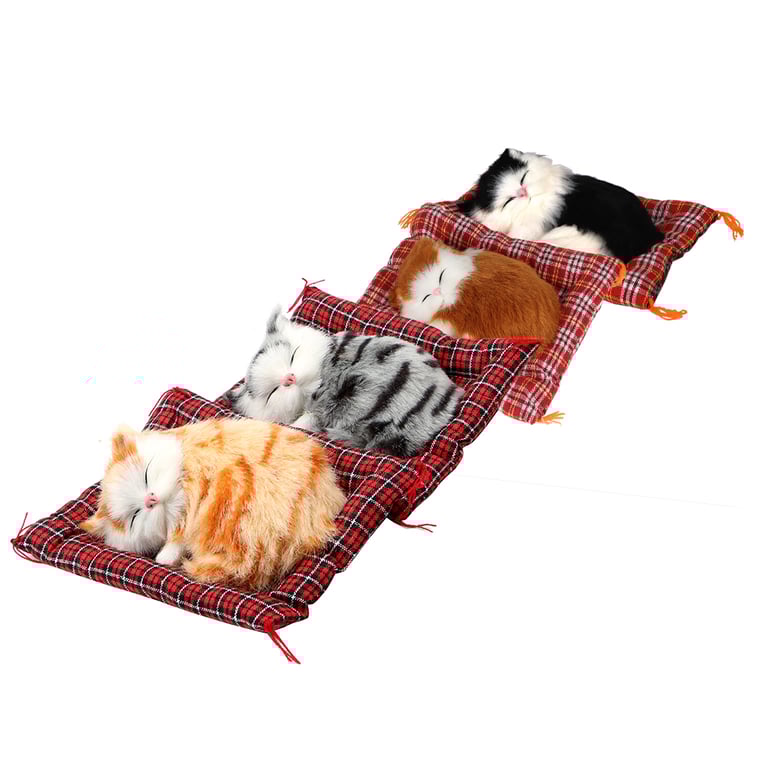 Realistic Plush Kittens Doll Toy Home Decoration Car Ornaments - Soft and Durable Sleeping Cat Figurines for Dashboard, Bedroom, Living Room, Office - Gentle and Safe Material, Perfect Gift for Cat Lovers and Children - Adorable and Long-Lasting Cute Simulation Cats