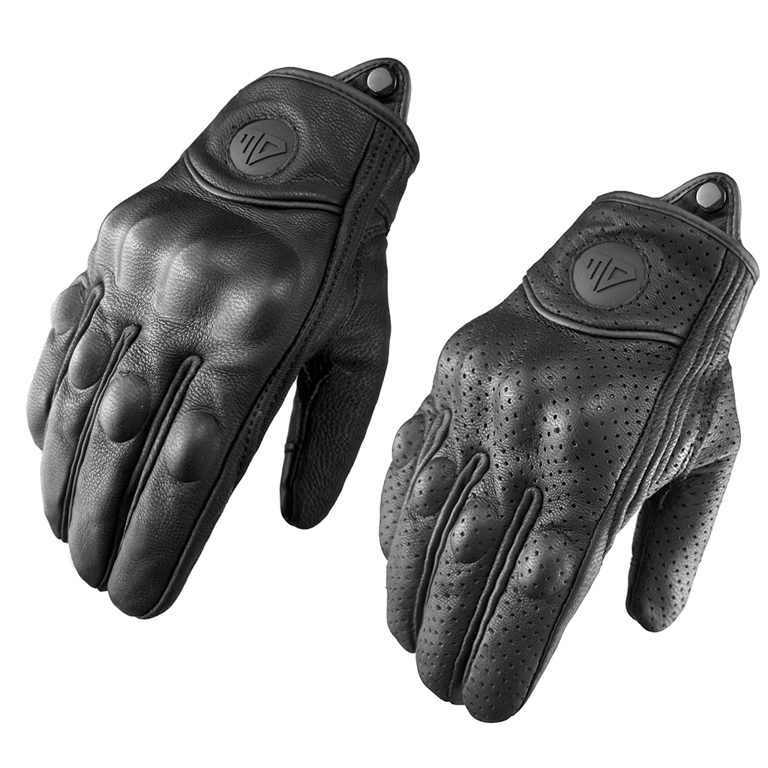 Premium Quality Leather Motorcycle Gloves for Men and Women - All-Season Versatile Protection with Enhanced Safety Features and Adjustable Fit - Stylish Black Design for Motorbike, ATV, and Bicycle Riders - Sizes S to 3XL with Customized Straps for Comfort and Security