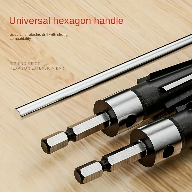 Professional Tapered Hex Reamer Tool Set for Precision Hole Enlargement in Metal and Woodworking - T Handle Taper Reamer with Comfort Grip for Automotive, Machinery, and Guitar Bridge Pin Hole Resizing - Durable and Versatile Handheld Reamer Tool for Carpentry and Metal Fabrication