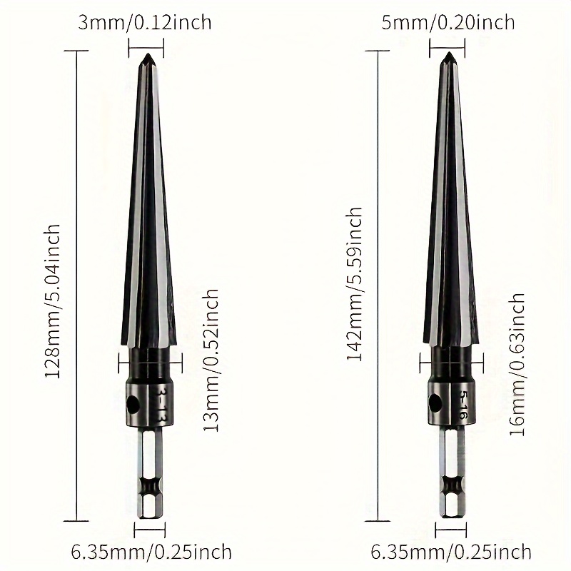 Professional Tapered Hex Reamer Tool Set for Precision Hole Enlargement in Metal and Woodworking - T Handle Taper Reamer with Comfort Grip for Automotive, Machinery, and Guitar Bridge Pin Hole Resizing - Durable and Versatile Handheld Reamer Tool for Carpentry and Metal Fabrication