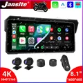 Jansite Portable 8.1 inch IP67 Waterproof Motorcycle 4K DVR GPS Navigation Wireless Carplay Android Auto Moto Recorder Monitor with Advanced DVR Functionality and High-Resolution Display