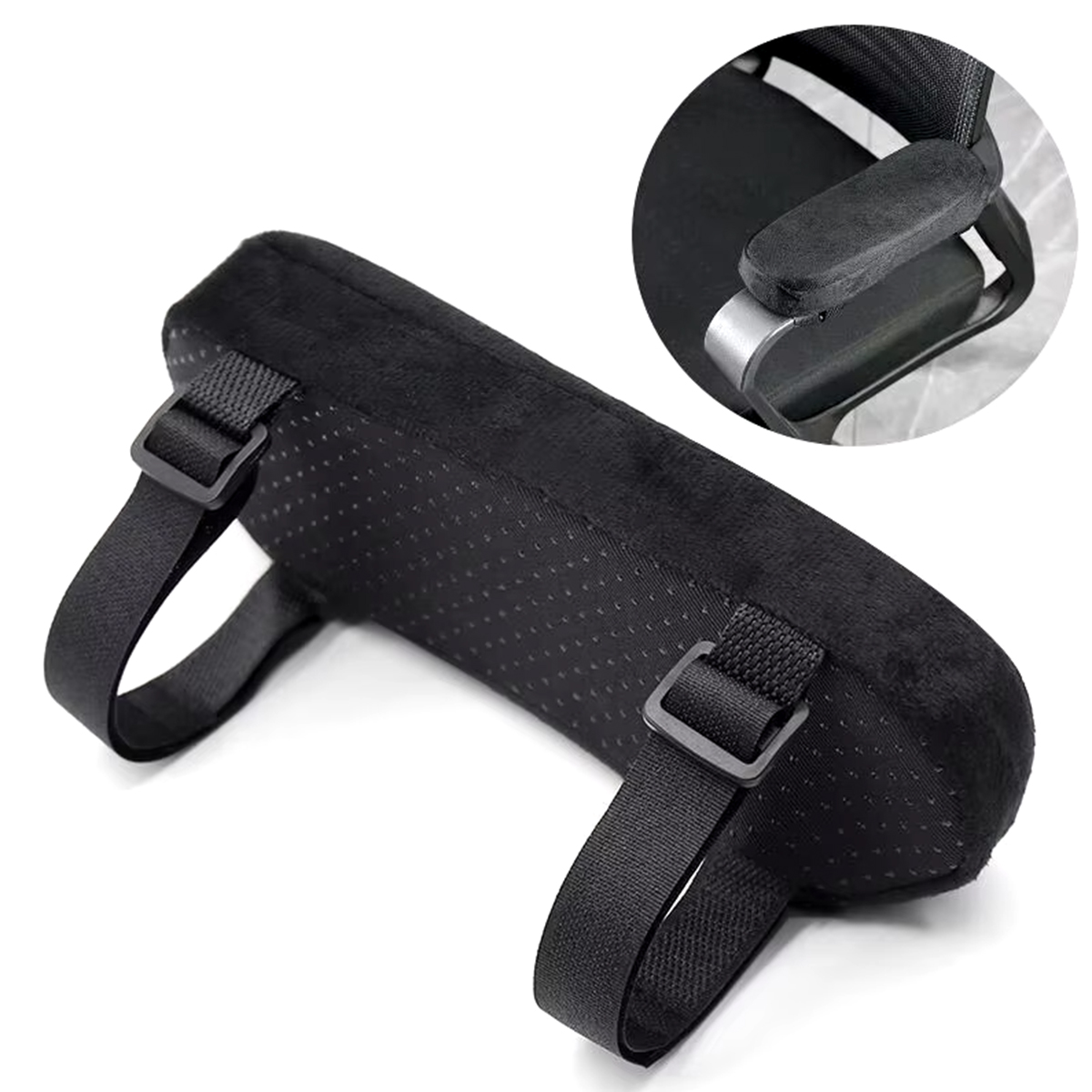 2PCS Soft Armrest Cushion Set with Removable Washable Covers - Universal Fit Arm Support for Office and Home Chairs, PP Sponge Foam Material, Adjustable Straps for Easy Installation, Durable and Long-Lasting Elbow Cushions to Reduce Pressure and Enhance Comfort