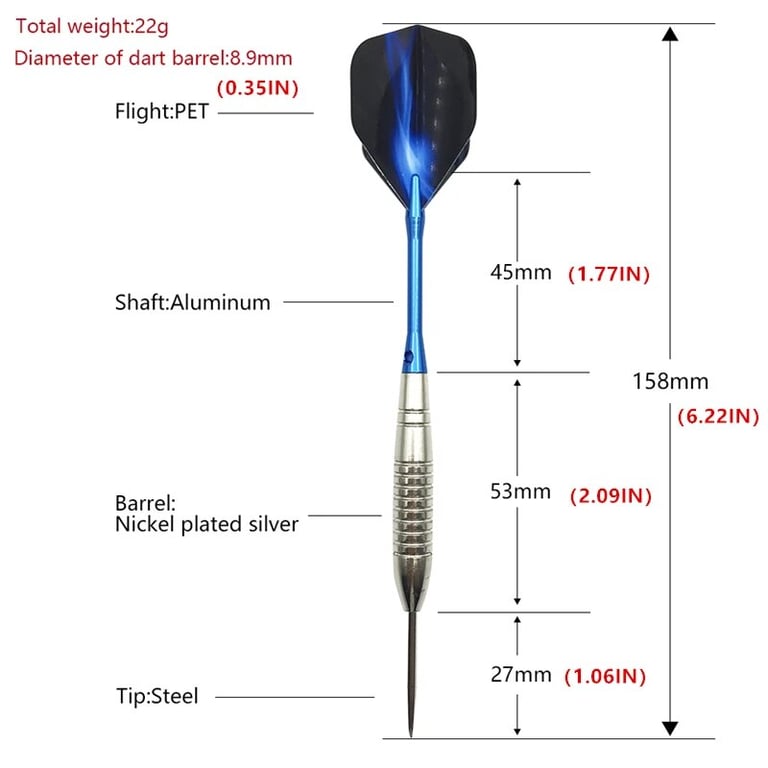 High-Quality 3-Piece 22g Torpedo Silver Dart Needles Set with Blue Aluminum Rods and Blue Aurora Wings for Precision Throwing and Entertaining Gameplay - Durable and Lightweight Design for Easy Handling, Portable Case Included for On-the-Go Fun and Training Sessions