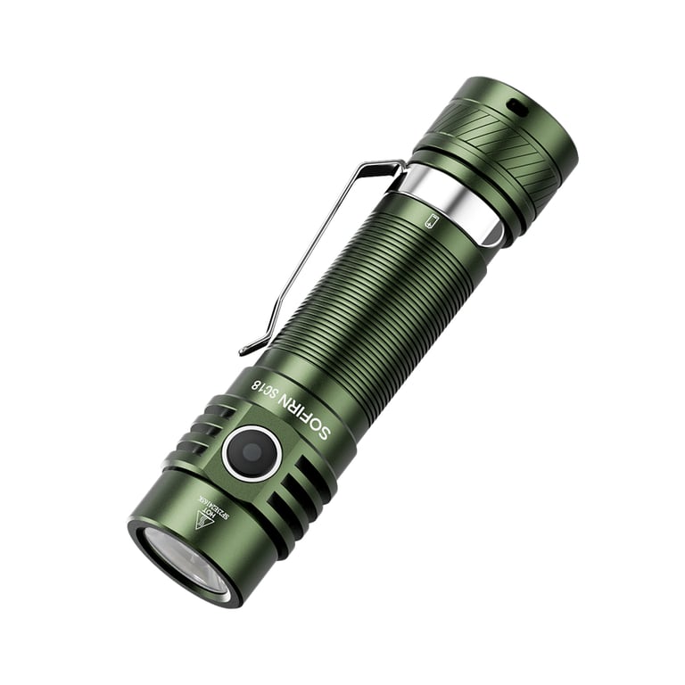 Sofirn SC18 High-Powered 1800 Lumens Flashlight with USB C Rechargeable, TIR Optics Lens, Power Indicator - Compact and Durable Outdoor LED Torch for Everyday Carry and Activities