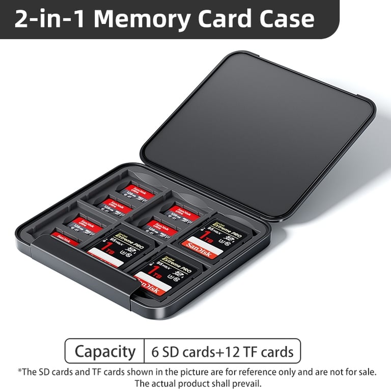 Water Resistant Anti-Shock Memory Card Case Holder with Storage Organizer and Protector Cover - Compact Design for SD/Micro SD TF Cards - High-Quality Material for Maximum Protection against Moisture, Drops, Dust, and Scratches - Keep Your Cards Safe and Organized on the Go
