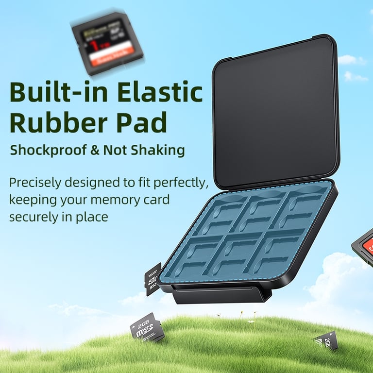 Water Resistant Anti-Shock Memory Card Case Holder with Storage Organizer and Protector Cover - Compact Design for SD/Micro SD TF Cards - High-Quality Material for Maximum Protection against Moisture, Drops, Dust, and Scratches - Keep Your Cards Safe and Organized on the Go