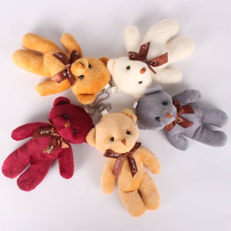 12Pcs/Lot Soft Stuffed Bear Plush Toys Mini Teddy Bear Dolls Keychain Bag Pendant Party Wedding Favors - 3.9 Inches Cute and Cuddly Gift for Children and Adults - High-Quality Plush Material - Assorted Colors and Designs - Stylish Accessory for Bags and Backpacks - Versatile and Playful Conversation Starters