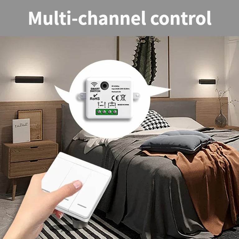 RF433MHz Wireless Control 1/2/3 Gang Switch with 86 Wall Panel Design - Remote Control Light Switch for Convenient Operation up to 30 Meters - Easy Installation DIY Home Automation Solution for Modern Living Spaces