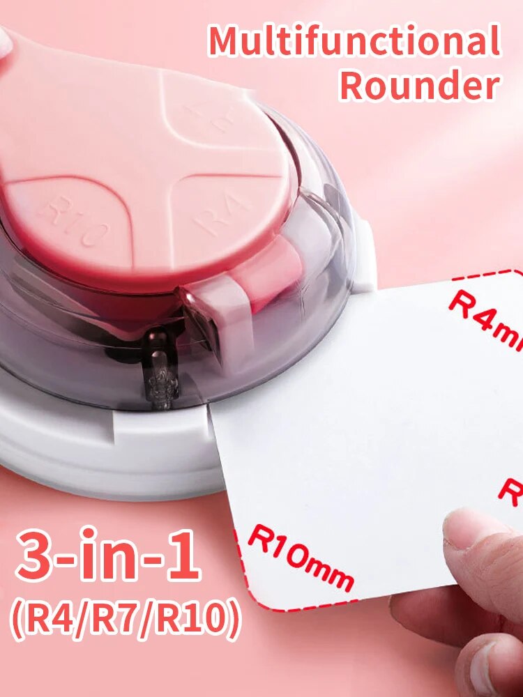 3-in-1 Multifunctional Corner Rounder Chamferer Cutter Corner Trimming Craft Photo/Scrapbook Tool Compact and Portable - R4, R7, R10 Radius Options for Card Making, Scrapbooking, and Photo Albums - Professional Beveled Edges and Precise Trimming - Ideal for Handmade Cards and Invitations