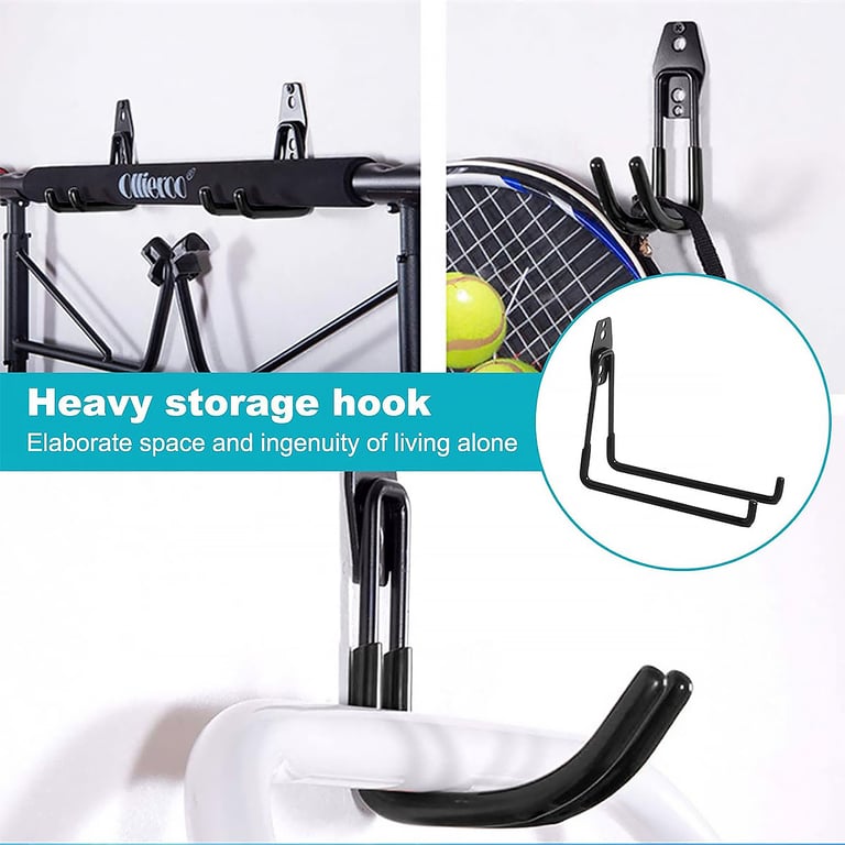 Heavy-Duty Multi-Purpose Garage Storage Utility Hooks for Garden Tools, Power Tools, Bicycles, Ladders, and More - Space-Saving Wall Mount Organizer with Adjustable Hooks for Customizable Storage Solution - Easy Installation and Durable Construction for Residential and Commercial Use