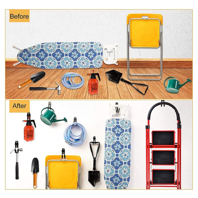 Heavy-Duty Multi-Purpose Garage Storage Utility Hooks for Garden Tools, Power Tools, Bicycles, Ladders, and More - Space-Saving Wall Mount Organizer with Adjustable Hooks for Customizable Storage Solution - Easy Installation and Durable Construction for Residential and Commercial Use