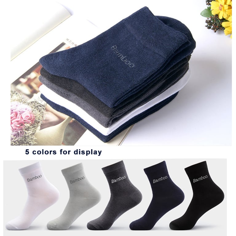 Premium Bamboo Crew Socks for Men - 10 Pairs/Lot Value Pack, Reinforced Heel & Toe, Breathable & Comfortable Design, Ideal for Casual or Business Wear, Perfect Male Gift Option for Any Occasion