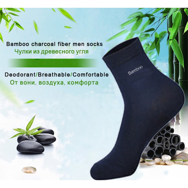 Premium Bamboo Crew Socks for Men - 10 Pairs/Lot Value Pack, Reinforced Heel & Toe, Breathable & Comfortable Design, Ideal for Casual or Business Wear, Perfect Male Gift Option for Any Occasion