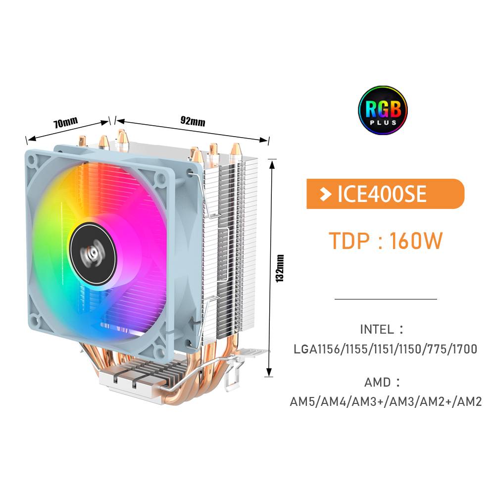 Aigo ICE400SE Air CPU Cooler with 4 Heat Pipes, Large Radiator, and ...