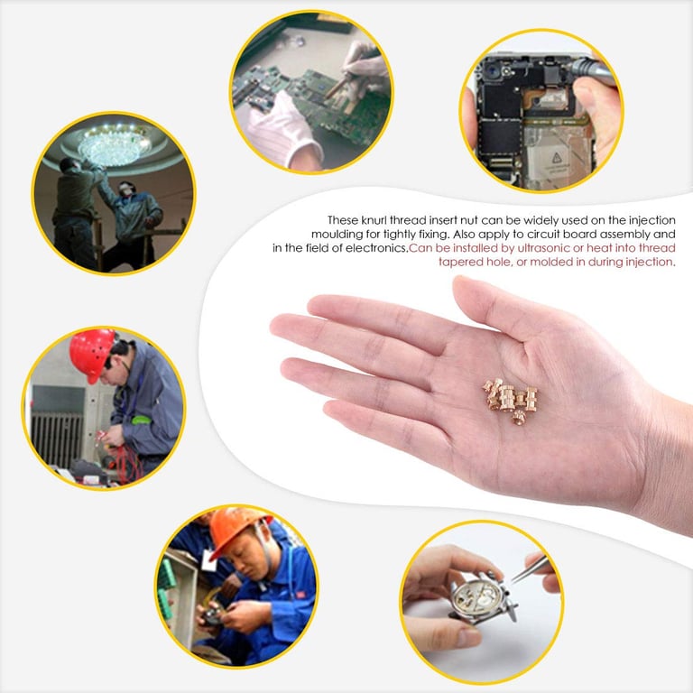 Precision Brass Heat Insert Nut with Hot Melt Thread and Knurled Double Twill Embedment for 3D Printer Accessories - Durable and Reliable Solution for High-Temperature Environments and Heavy-Duty Applications