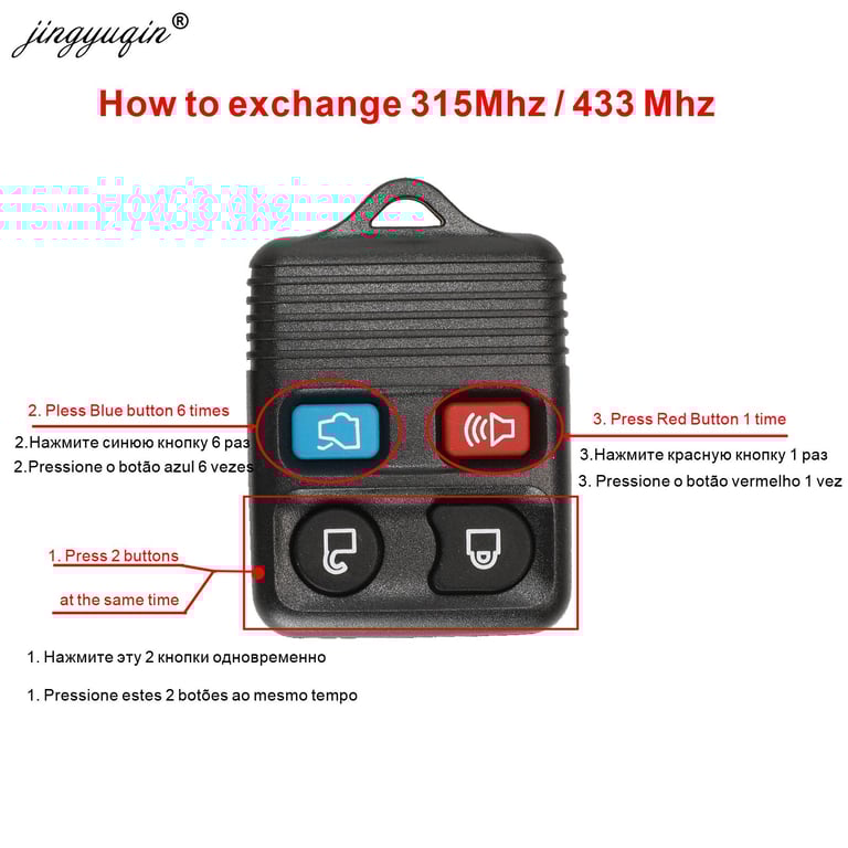 High-Quality Replacement 3/4 Button Remote Car Key Transit Keyless Entry Fob for Ford Mazda 315MHz/433mhz Frequency Easy Programming Durable Construction