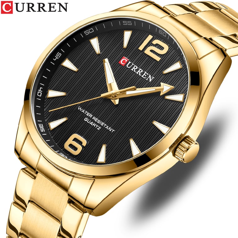 CURREN Fashion Brand Men's Watch with Luminous Hands, Stainless Steel Band, Quartz Movement, Water Resistant, Gift-Worthy Packaging - Sleek and Classy Design for Business and Formal Occasions