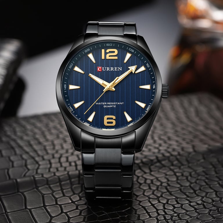 CURREN Fashion Brand Men's Watch with Luminous Hands, Stainless Steel Band, Quartz Movement, Water Resistant, Gift-Worthy Packaging - Sleek and Classy Design for Business and Formal Occasions