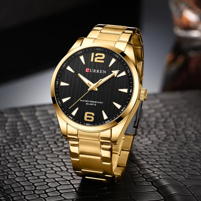 CURREN Fashion Brand Men's Watch with Luminous Hands, Stainless Steel Band, Quartz Movement, Water Resistant, Gift-Worthy Packaging - Sleek and Classy Design for Business and Formal Occasions