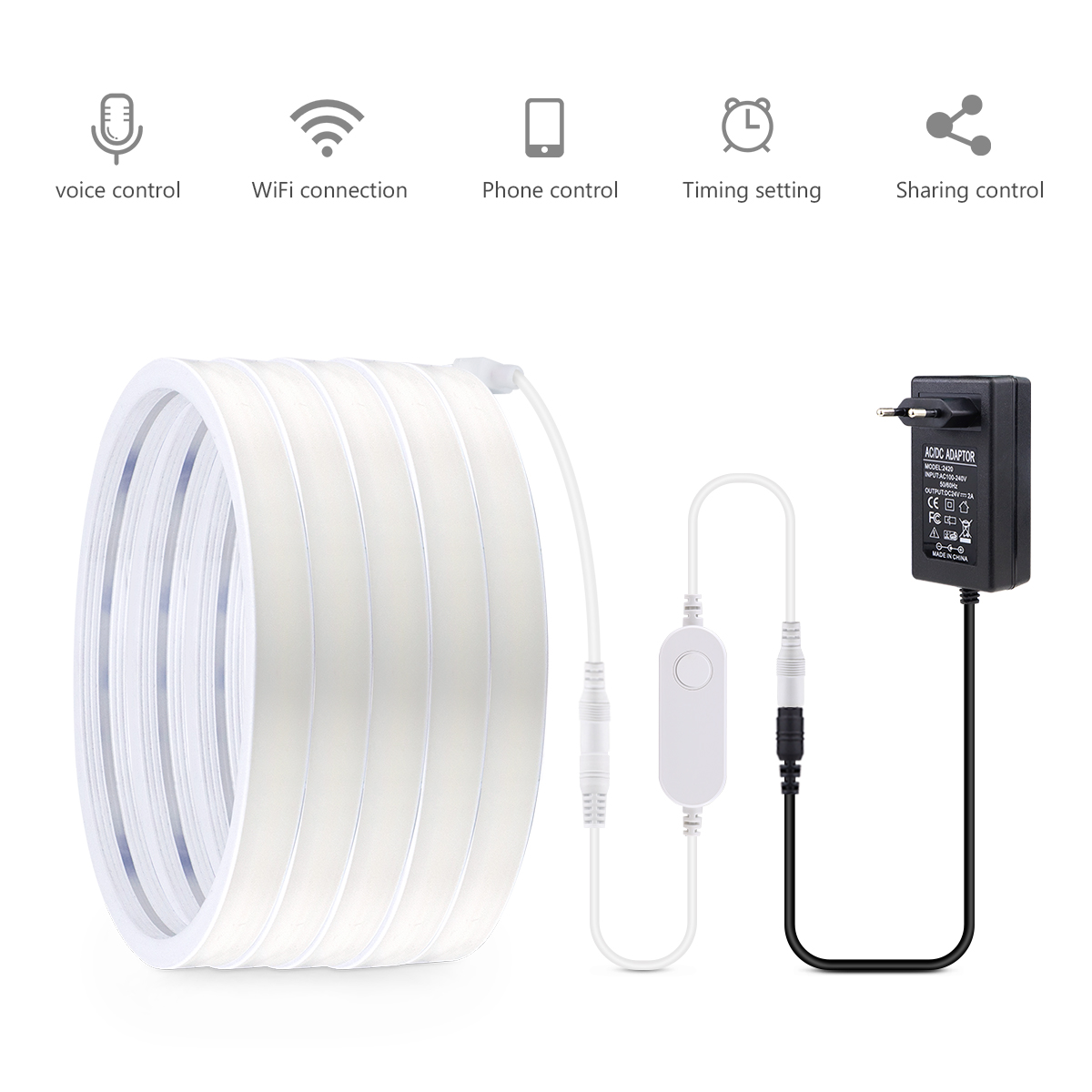 High-Quality COB Neon LED Strip Light with Tuya Smart WiFi Control, 320 LEDs per Meter, Silica Gel Tube for Protection, Versatile Backlighting Solution, Easy Installation and Customization - Ideal for Indoor/Outdoor Use, Mood Lighting, Kitchen Cabinets, and More