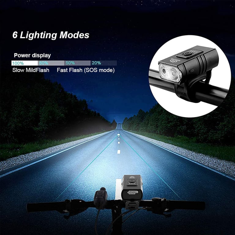 1000 Lumens T6 LED USB Rechargeable Bicycle Light with Versatile Mounting Options, Durable Construction, and Multiple Lighting Modes for Safe Cycling in Low-Light Conditions