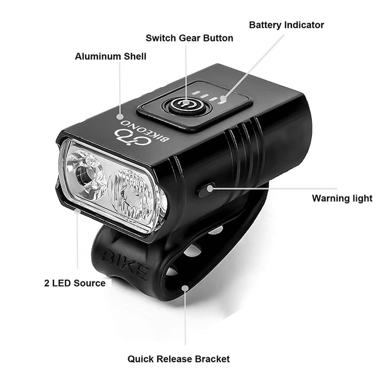 1000 Lumens T6 LED USB Rechargeable Bicycle Light with Versatile Mounting Options, Durable Construction, and Multiple Lighting Modes for Safe Cycling in Low-Light Conditions