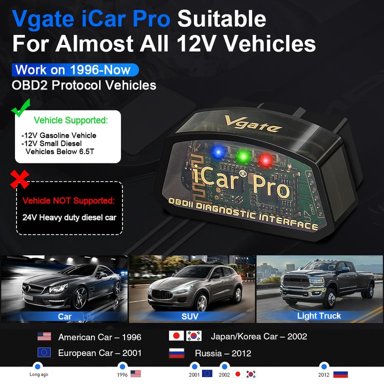 Vgate iCar Pro elm327 V2.3 OBD2 Car Diagnostic Tool with WIFI Bluetooth 4.0 for Android/IOS, BT3.0 for Android ODB2, Car Scanner Functionality, User-Friendly Design - Compact Portable Device for Reading/Clearing Error Codes, Real-Time Data Monitoring, Advanced Diagnostics - Efficient Troubleshooting Tool