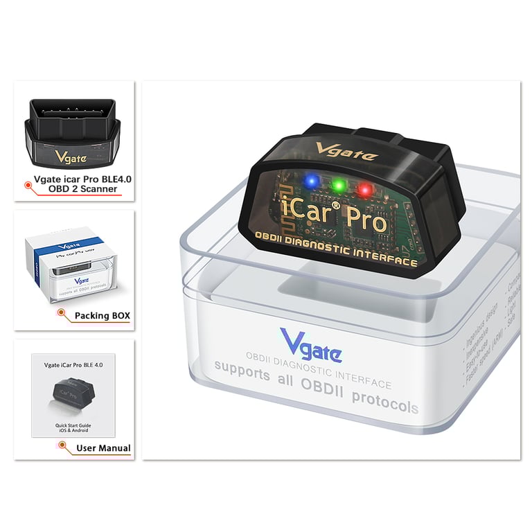 Vgate iCar Pro elm327 V2.3 OBD2 Car Diagnostic Tool with WIFI Bluetooth 4.0 for Android/IOS, BT3.0 for Android ODB2, Car Scanner Functionality, User-Friendly Design - Compact Portable Device for Reading/Clearing Error Codes, Real-Time Data Monitoring, Advanced Diagnostics - Efficient Troubleshooting Tool