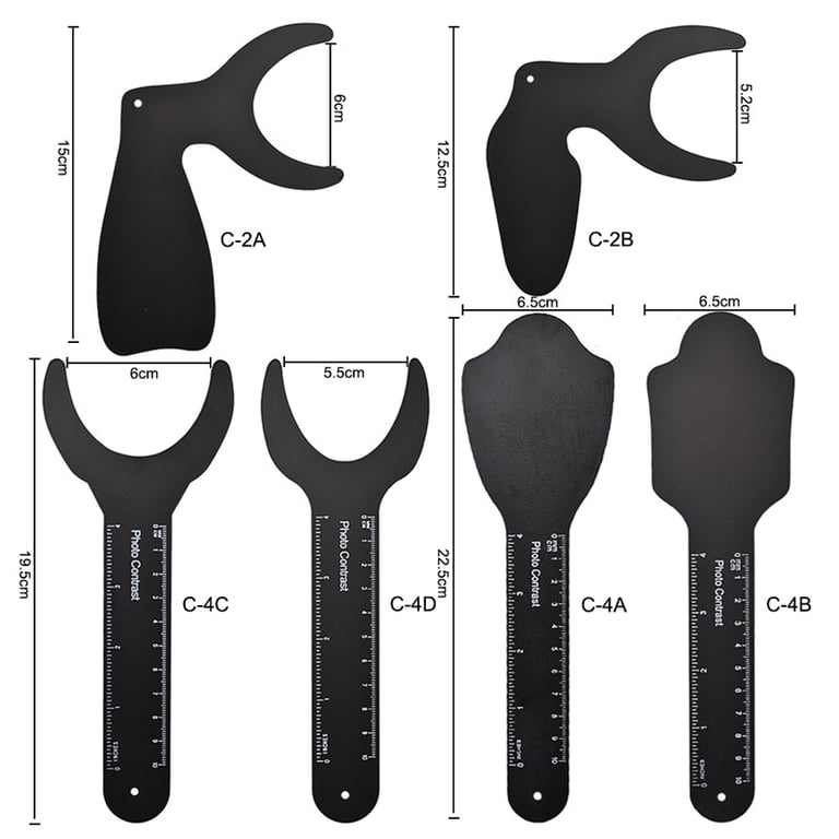 Dental Orthodontic Metal Cheek Plates Set of 6 | Black Background Photo Image Contrast Board for Accurate Measurements | Autoclavable and Durable | High-Visibility Tool for Diagnosis and Treatment Planning in Dental Clinics