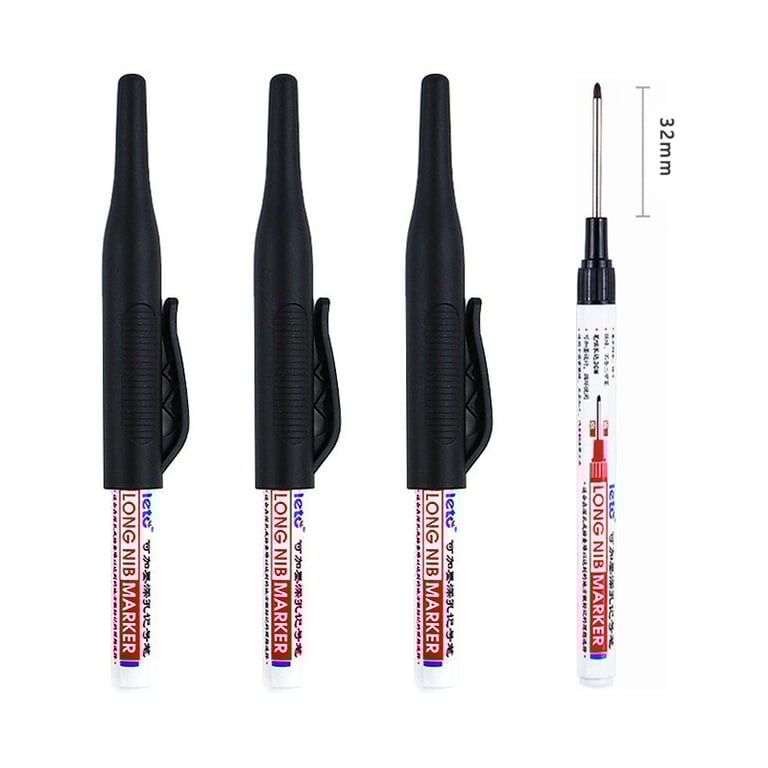 4Pcs/Set 30mm Deep Hole Long Nib Head Markers - Durable Metal for Metal, Wood, and Tiles - Versatile DIY Tool for Metal Marking, Woodworking, and Bathroom Decor - Waterproof Design for Wet Environments - Decorative Perforations for Personalized Touch