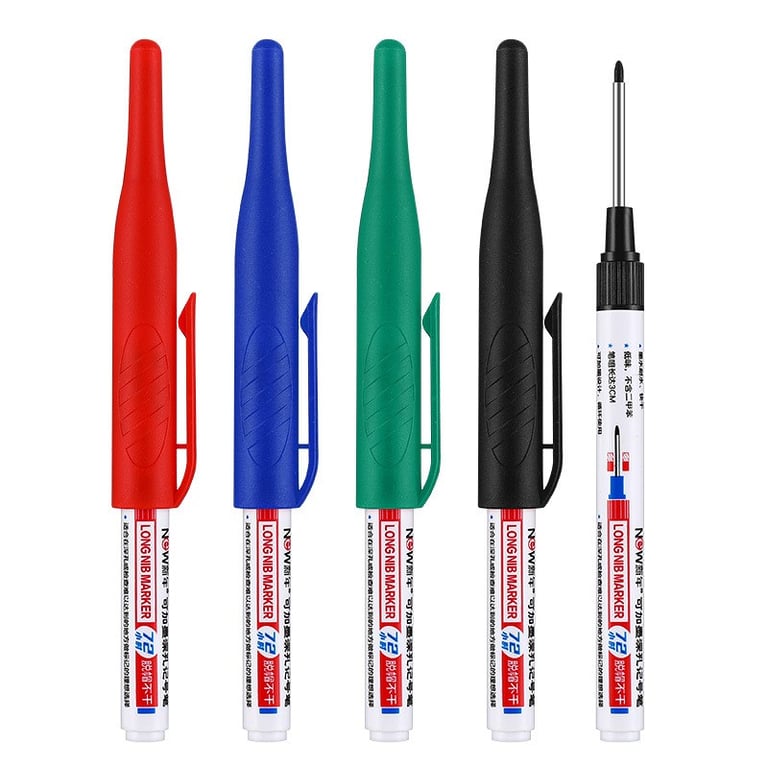 4Pcs/Set 30mm Deep Hole Long Nib Head Markers - Durable Metal for Metal, Wood, and Tiles - Versatile DIY Tool for Metal Marking, Woodworking, and Bathroom Decor - Waterproof Design for Wet Environments - Decorative Perforations for Personalized Touch