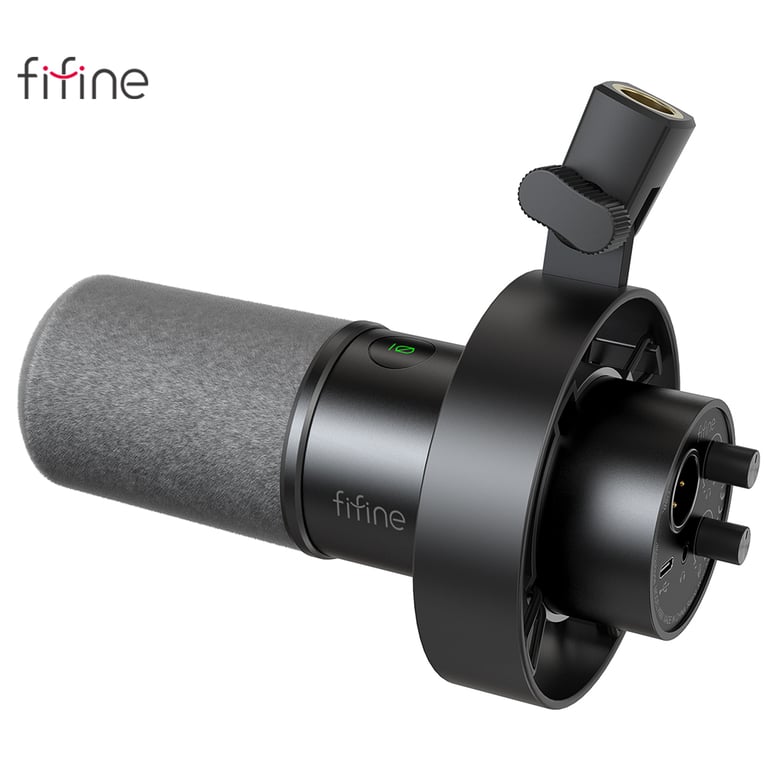 FIFINE Dynamic USB/XLR Microphone K688W - High-Quality Sound, Gain Knob, Touch-Mute, Headphone Jack, Versatile Connectivity, Sleek White Design, Complete Recording Package, Ideal for Professional Recordings, Streaming, and Gaming