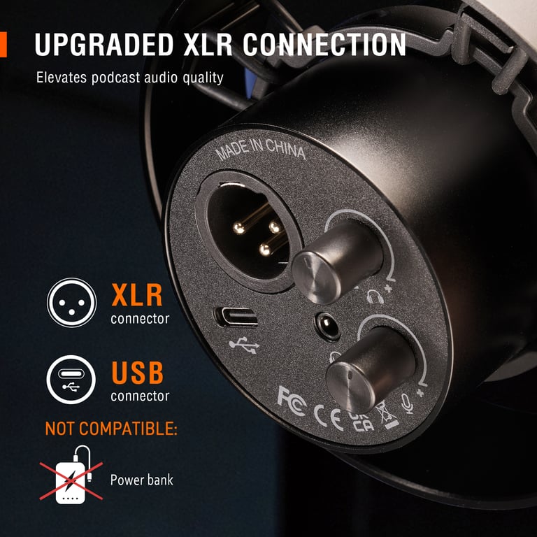 FIFINE Dynamic USB/XLR Microphone K688W - High-Quality Sound, Gain Knob, Touch-Mute, Headphone Jack, Versatile Connectivity, Sleek White Design, Complete Recording Package, Ideal for Professional Recordings, Streaming, and Gaming